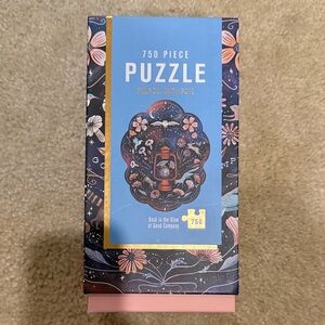 750-Piece Puzzle - Blue and Pink Night Garden Design with foil accents